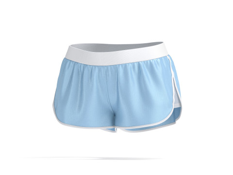 Blue Women Sport Shorts - fitness jersey panties 3D Modell
