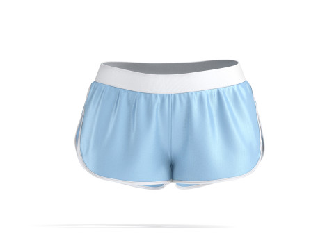 Blue Women Sport Shorts - fitness jersey panties 3D मॉडल