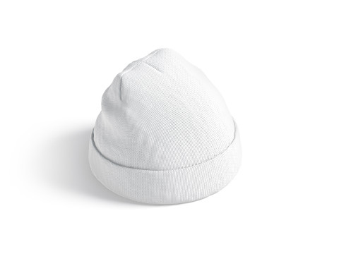 White Knitted Beanie - casual winter hat Model 3D
