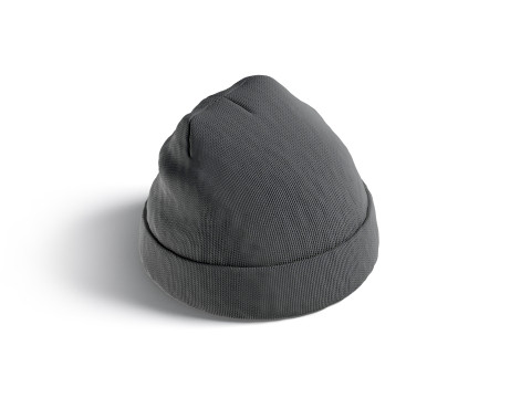 Black Winter Beanie Hat - knitted headwear 3Dモデル