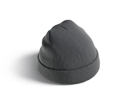 Black Winter Beanie Hat - knitted headwear 3D Model