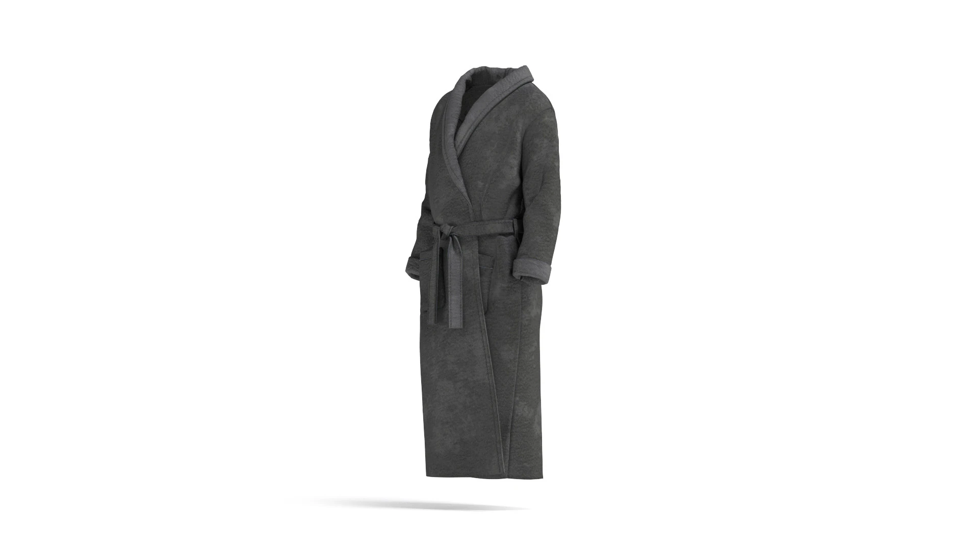 Black Hotel Bathrobe - fabric spa fleece housecoat 3D Model .c4d .max .obj .3ds .fbx .stl .blend 