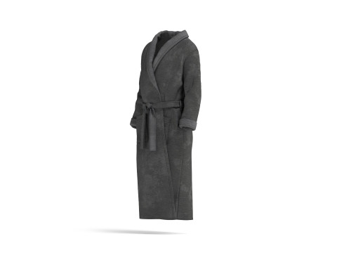 Black Hotel Bathrobe - fabric spa fleece housecoat 3D Model