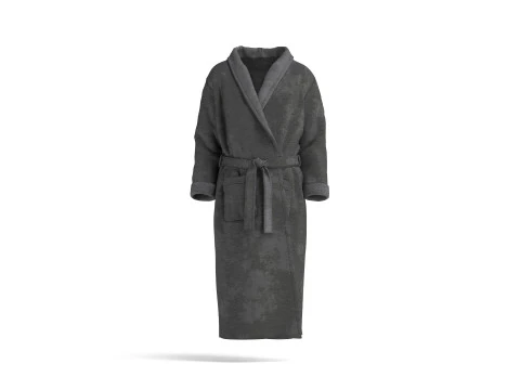 Black Hotel Bathrobe - fabric spa fleece housecoat 3D Model