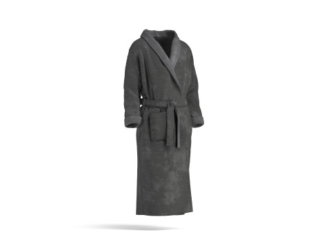 Black Hotel Bathrobe - fabric spa fleece housecoat Model 3D
