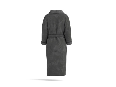 Black Hotel Bathrobe - fabric spa fleece housecoat 3D Model