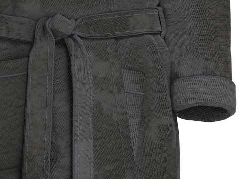 Black Hotel Bathrobe - fabric spa fleece housecoat Model 3D