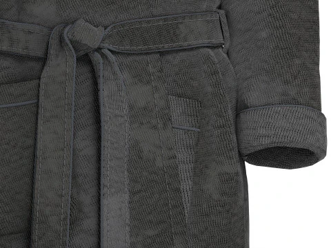 Black Hotel Bathrobe - fabric spa fleece housecoat 3D Model