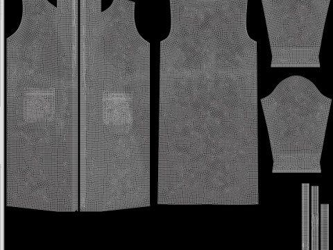 Black Hotel Bathrobe - fabric spa fleece housecoat Model 3D