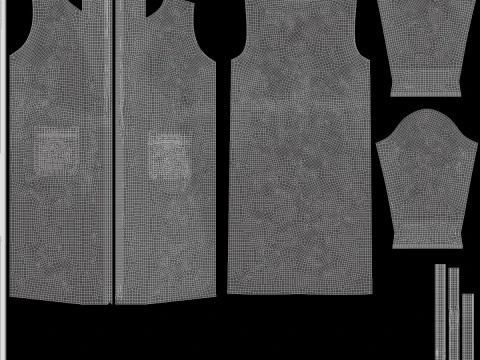 Black Hotel Bathrobe - fabric spa fleece housecoat 3D Model