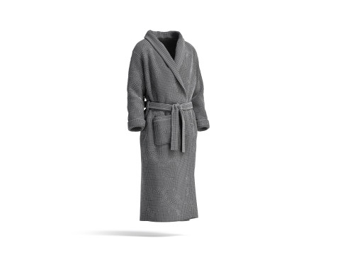 Black Hotel Bathrobe - fabric spa fleece housecoat Model 3D