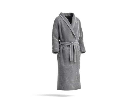 Black Hotel Bathrobe - fabric spa fleece housecoat Model 3D