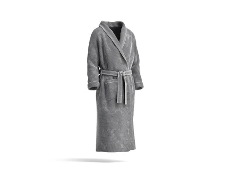 Black Hotel Bathrobe - fabric spa fleece housecoat 3D Model