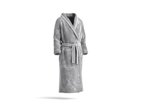Black Hotel Bathrobe - fabric spa fleece housecoat Model 3D