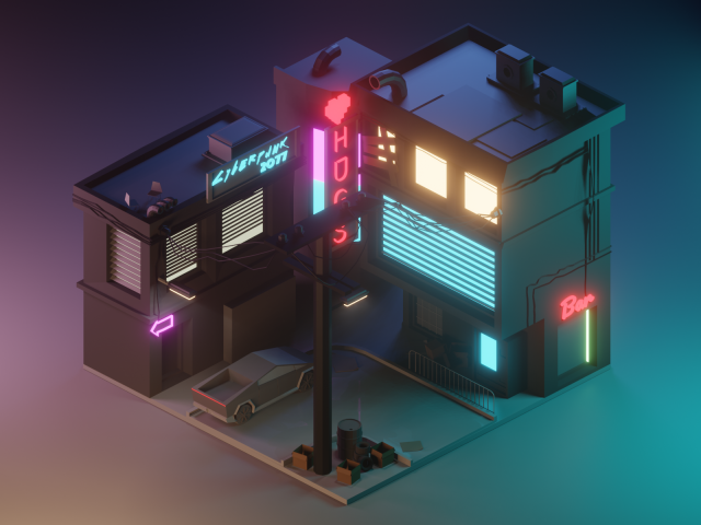 cyberpank 3D Model .c4d .max .obj .3ds .fbx .stl .blend 