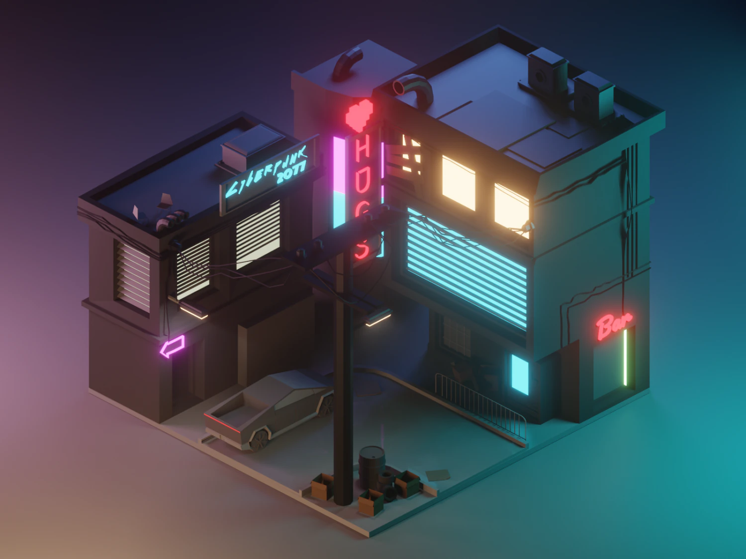 cyberpank 3D Model .c4d .max .obj .3ds .fbx .stl .blend 