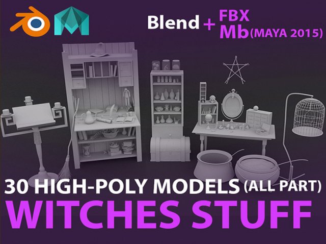 witches stuff 3D-Modell .c4d .max .obj .3ds .fbx .stl .blend 