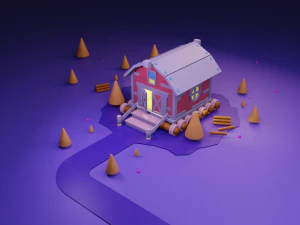 Cartoon-Wohngeb&auml;udemodell 3D Modell