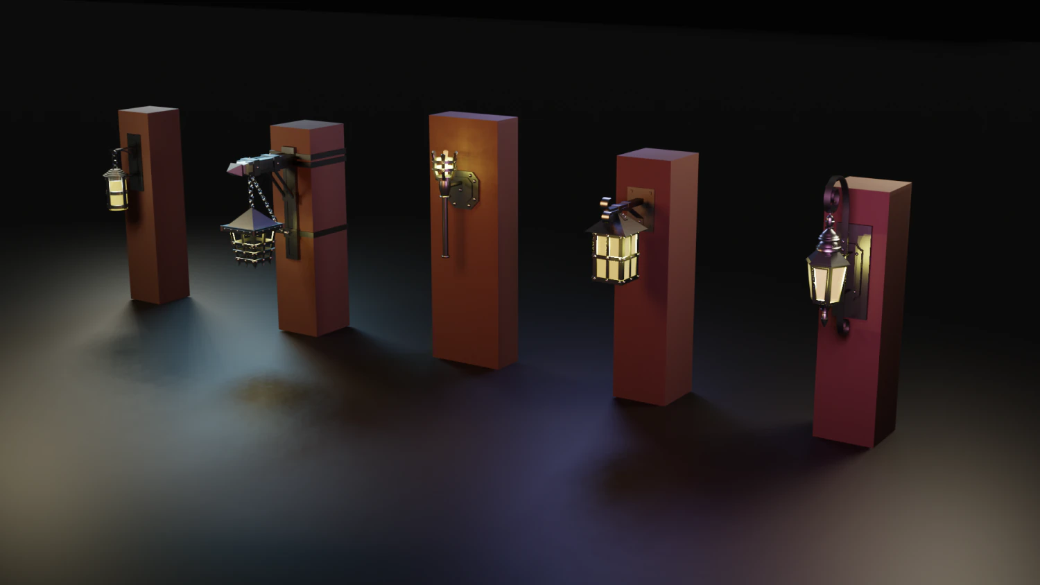 ncient wall lamps 3D Model .c4d .max .obj .3ds .fbx .stl .blend