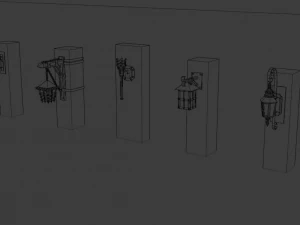 ncient wall lamps 3D Model
