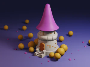 kleines Cartoon-altes Schloss 3D Modell