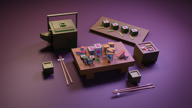 cartoon sushi set model 3D 모델 .c4d .max .obj .3ds .fbx .stl .blend