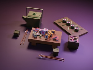 cartoon sushi set model 3D 모델