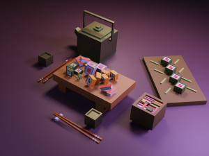 cartoon sushi set model 3D 모델
