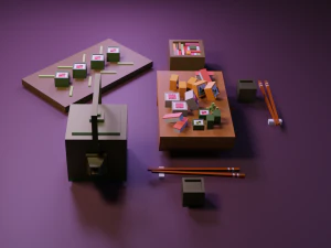 cartoon sushi set model 3D Model