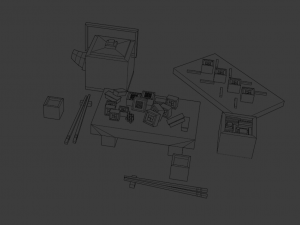 cartoon sushi set model 3D 모델