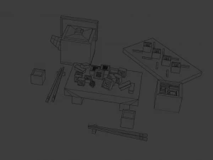 cartoon sushi set model 3D Model