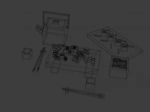 cartoon sushi set model 3D Model