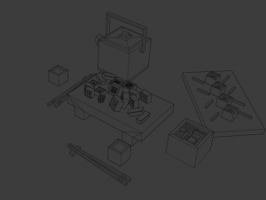 cartoon sushi set model 3D 모델