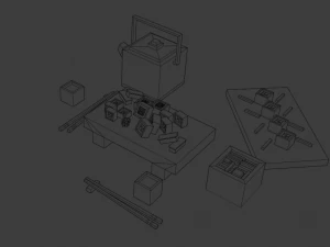 cartoon sushi set model 3D Model