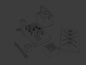 cartoon sushi set model 3D 모델