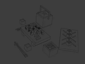 cartoon sushi set model 3D Model