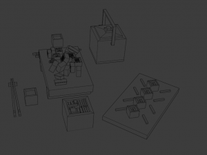 cartoon sushi set model 3D 모델