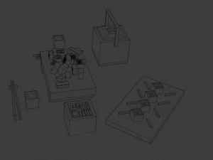 cartoon sushi set model 3D Model
