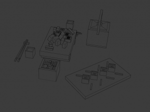 cartoon sushi set model 3D 모델