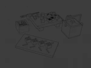 cartoon sushi set model 3D Model
