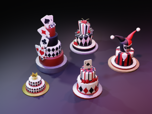 playing card style birthday cakes 3D 模型