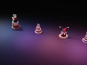 playing card style birthday cakes 3D Model
