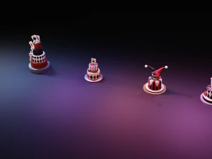 playing card style birthday cakes 3D Model