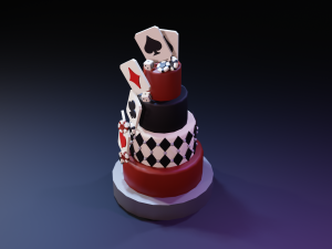 playing card style birthday cakes 3D Model