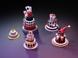 playing card style birthday cakes 3D Model