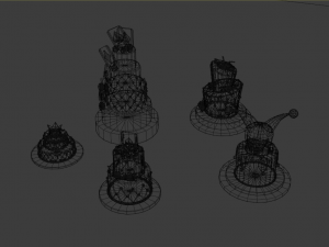 playing card style birthday cakes 3D Model