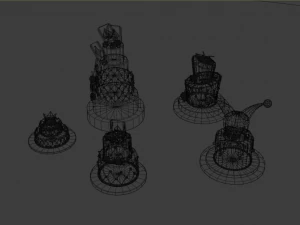 playing card style birthday cakes 3D Model