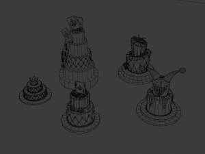 playing card style birthday cakes 3D Model