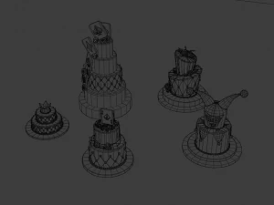 playing card style birthday cakes 3D Model