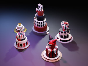playing card style birthday cakes 3D Model